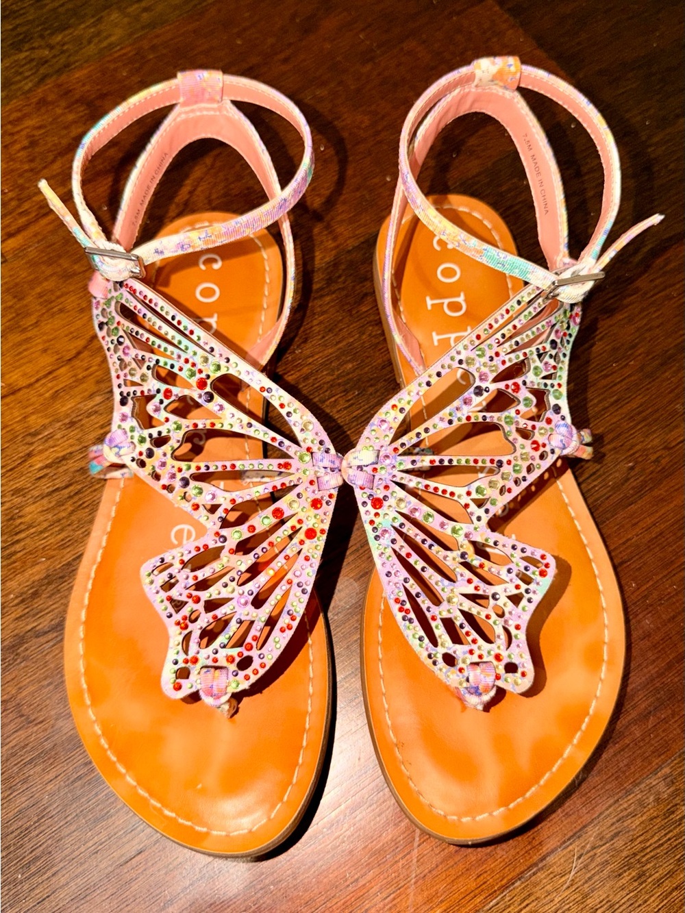 Copper Key multi colored butterfly sandals VGUC